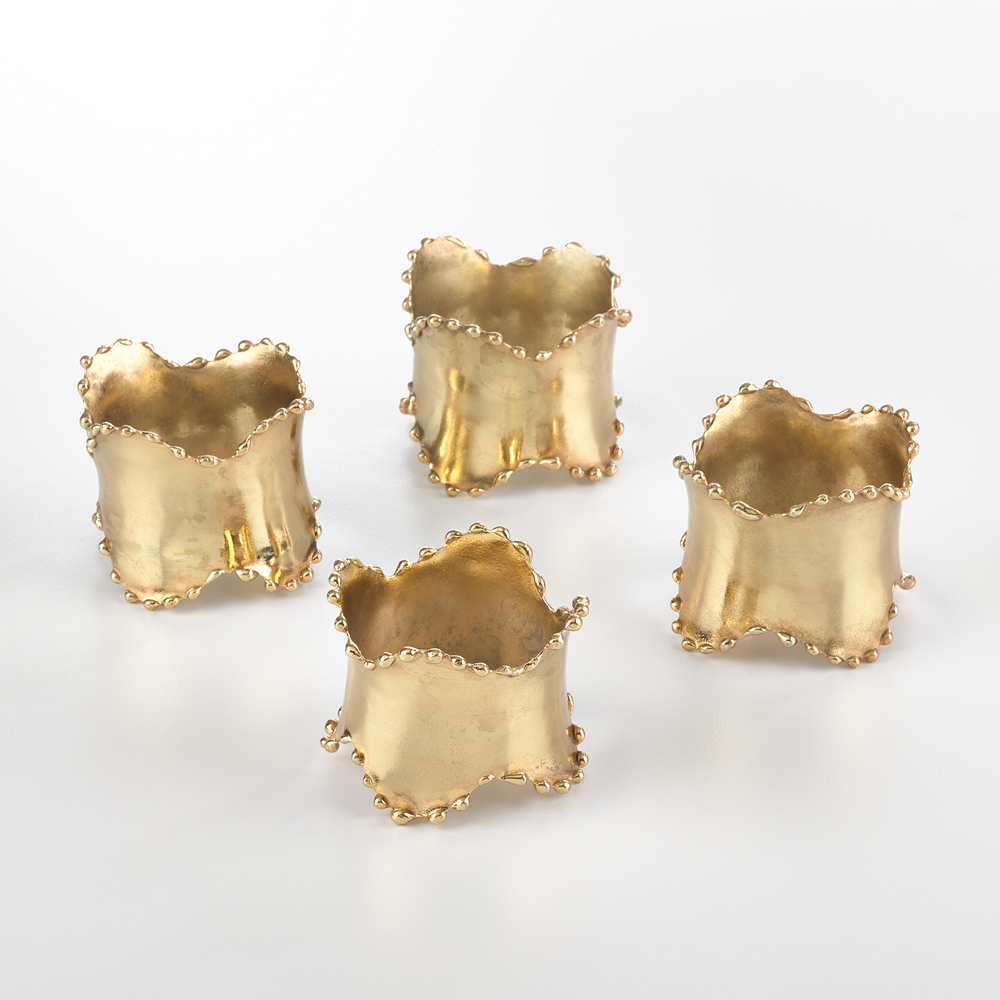 Saro Classic Design Gold set of 4 napkin rings