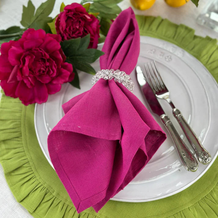 Arte Italica Crown Linen ArtWashed Linen Napkin Set - Magenta