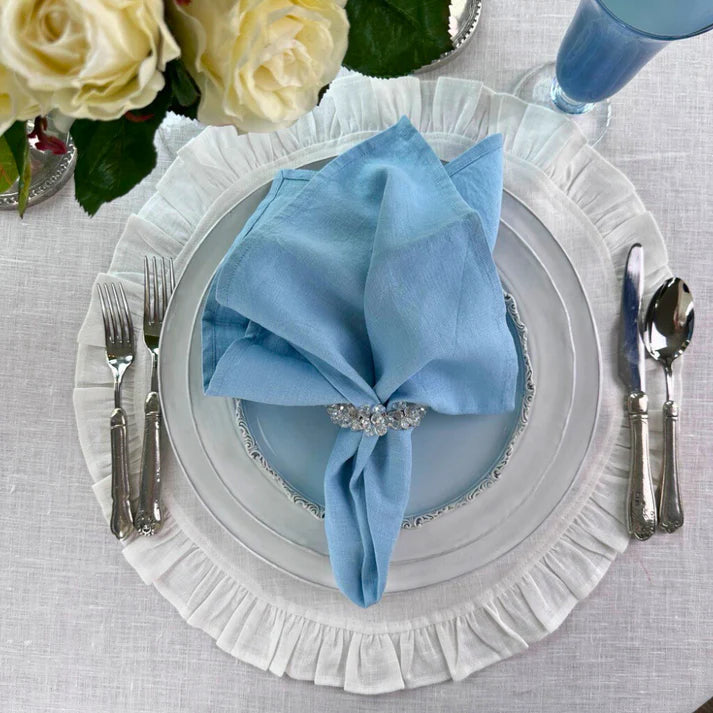 Arte Italica Crown Linen Washed Linen Napkin Set - Light Blue
