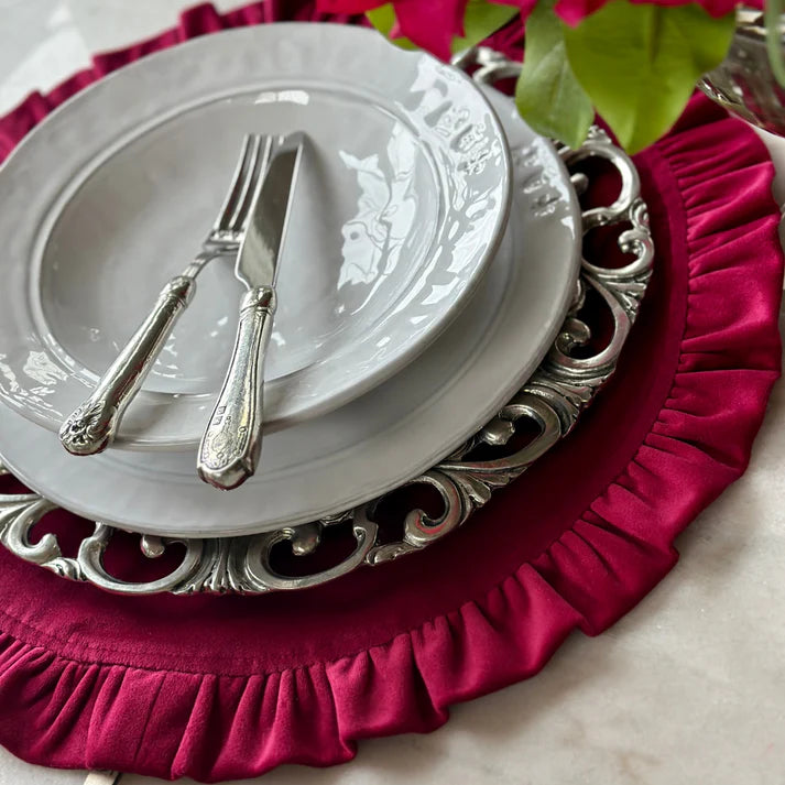 Round Ruffle Velvet Placemat