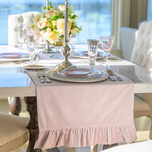 Arte Italica Velvet Table Runner with Ruffle