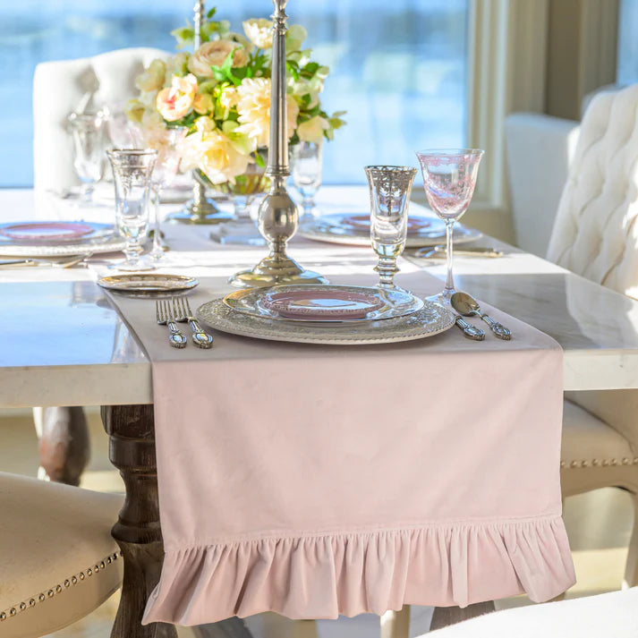 Arte Italica Velvet Table Runner with Ruffle