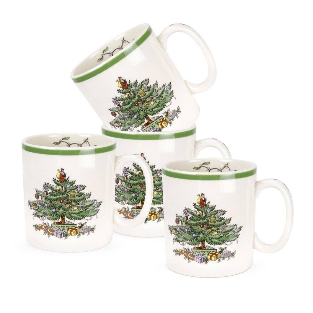 Spode Christmas Tree 9 Ounce Mugs Set of 4