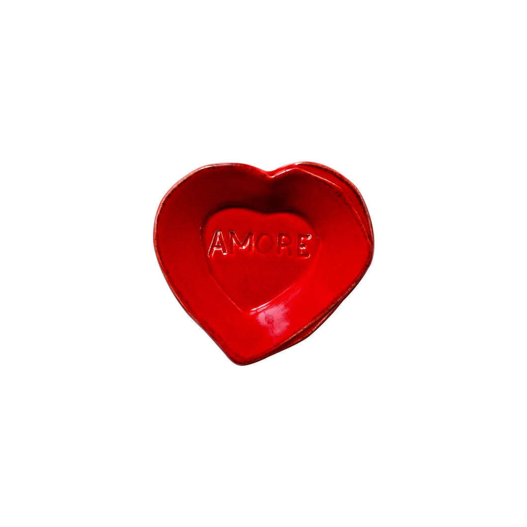 Vietri Lastra Red Heart Mini Amore Plate