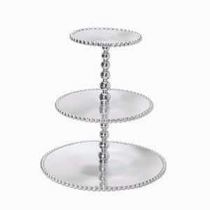 Mariposa Pearled 3-Tiered Cupcake Server Holds 12 Cupcakes