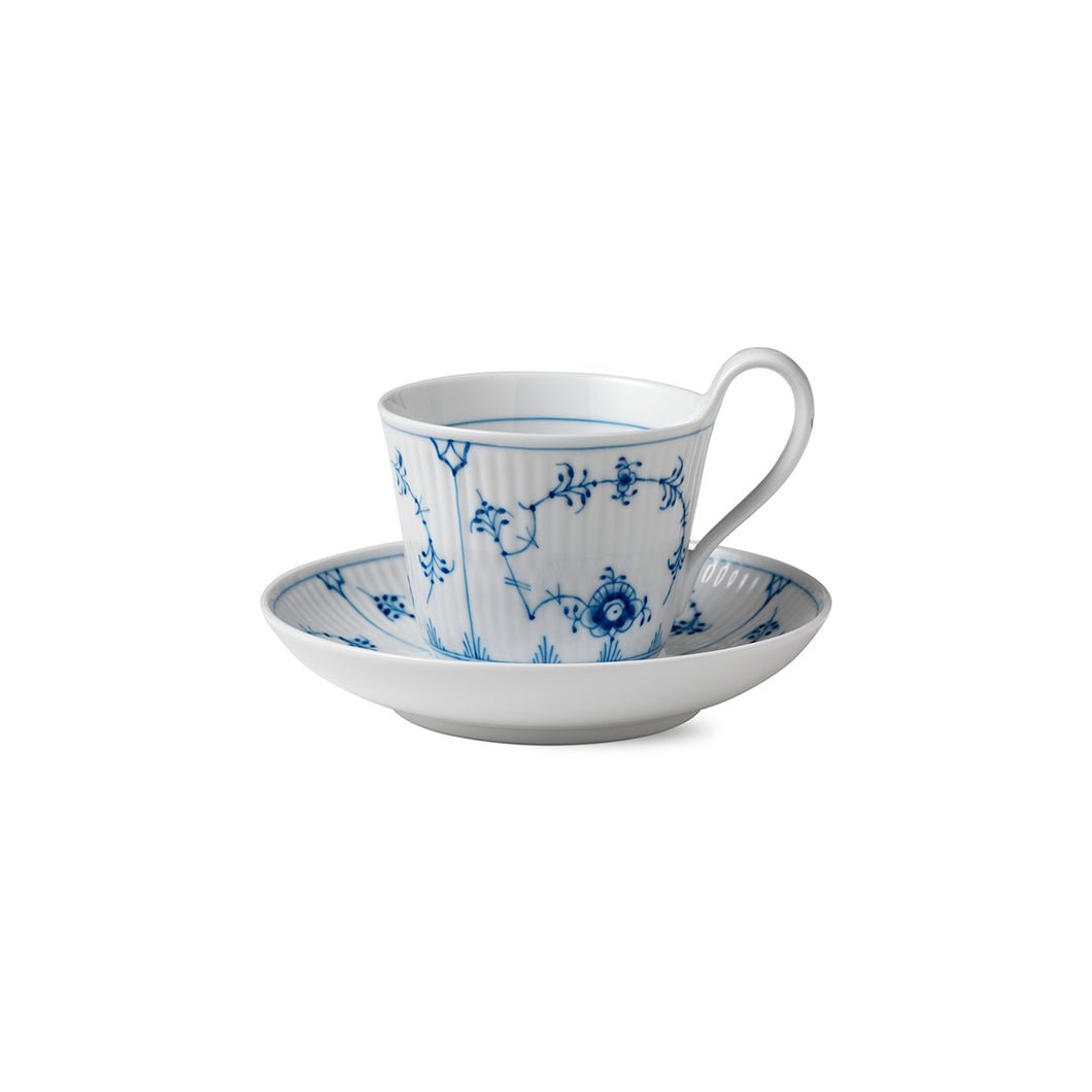 Royal Copenhagen Blue Fluted High Handle Cup and Saucer