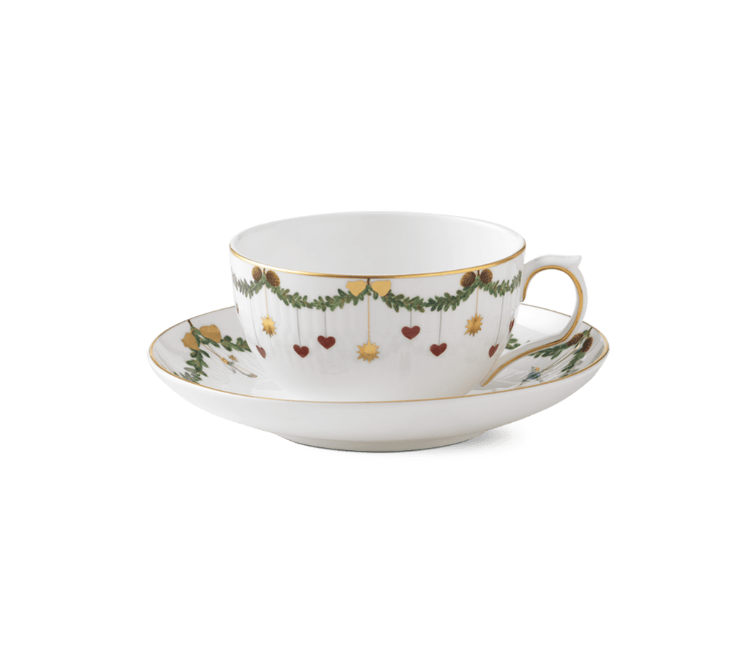 Royal Copenhagen Star Fluted Christmas Teacup & Saucer