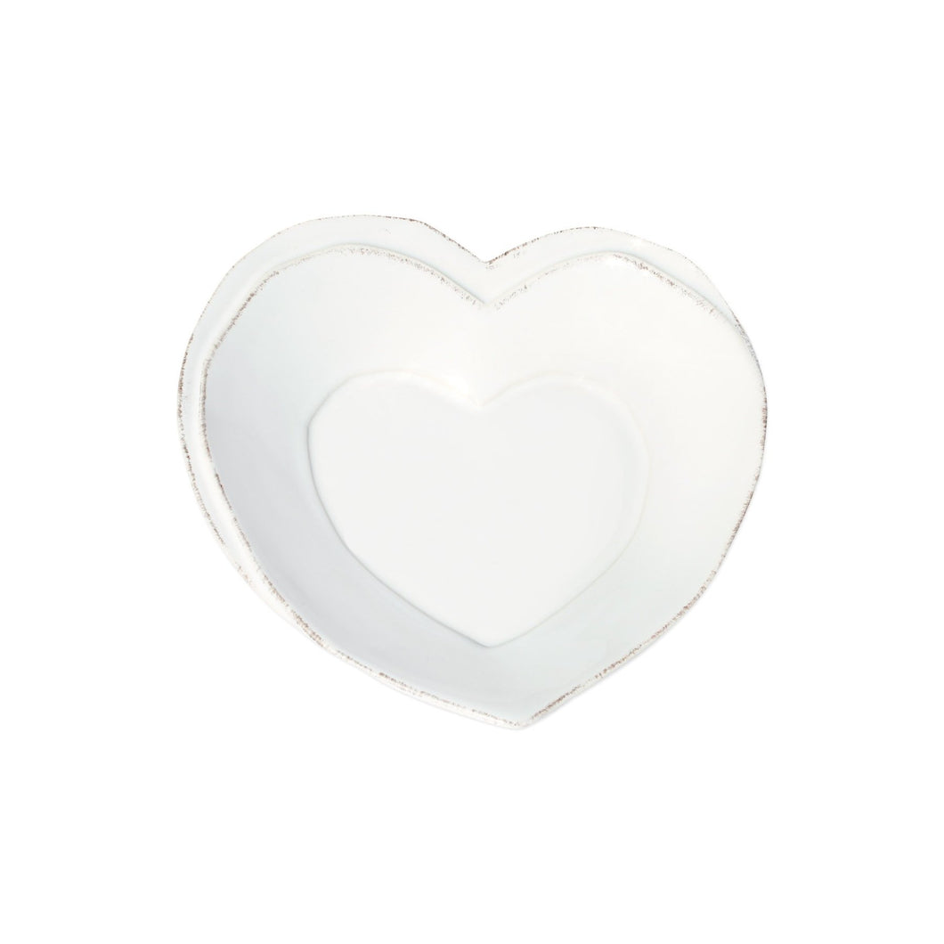 Vietri Lastra Heart Dish - White