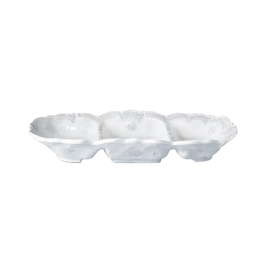 Vietri Incanto Stone Lace Medium Three-Part Server